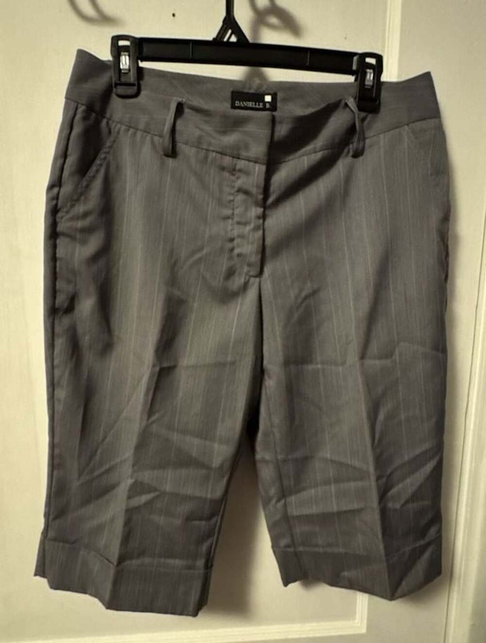 Danielle B. Women's Grey Pinstripe Bermuda Dress Shorts, Size 8